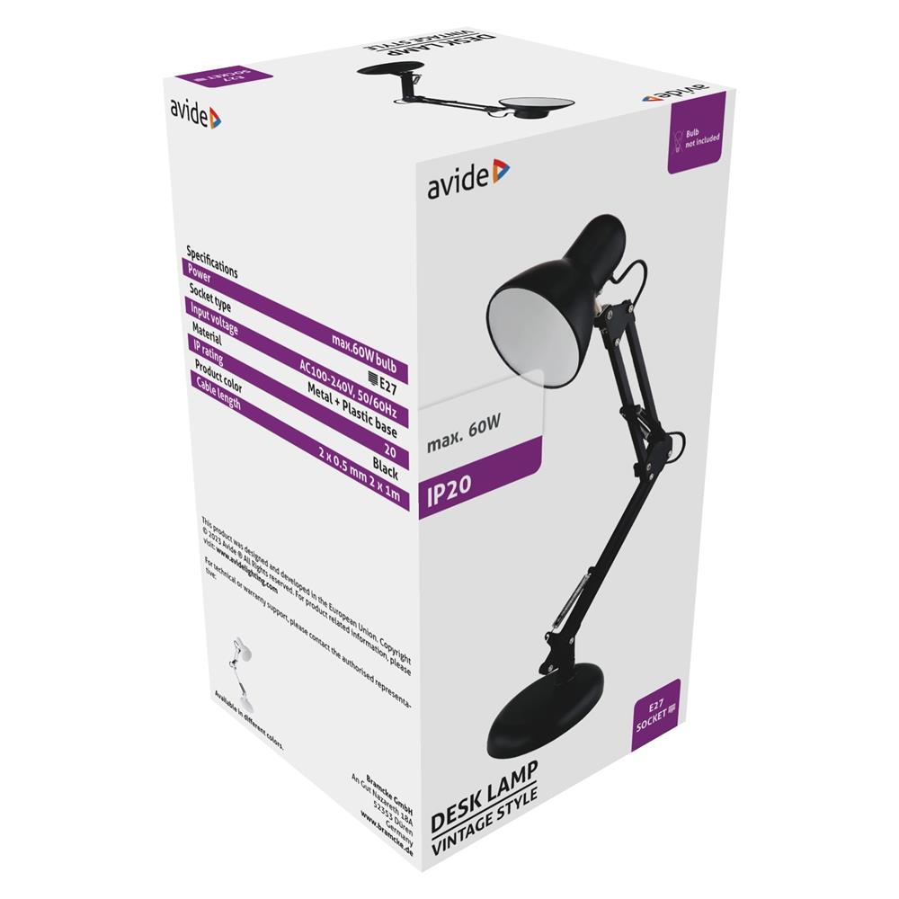 Avide Basic Tischleuchte Vintage Weiß    Plastik Max 60W