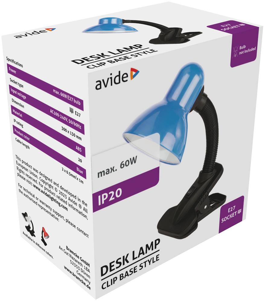 Avide Basic Tischleuchte Clipbar Kek Max 60W Tischleuchten