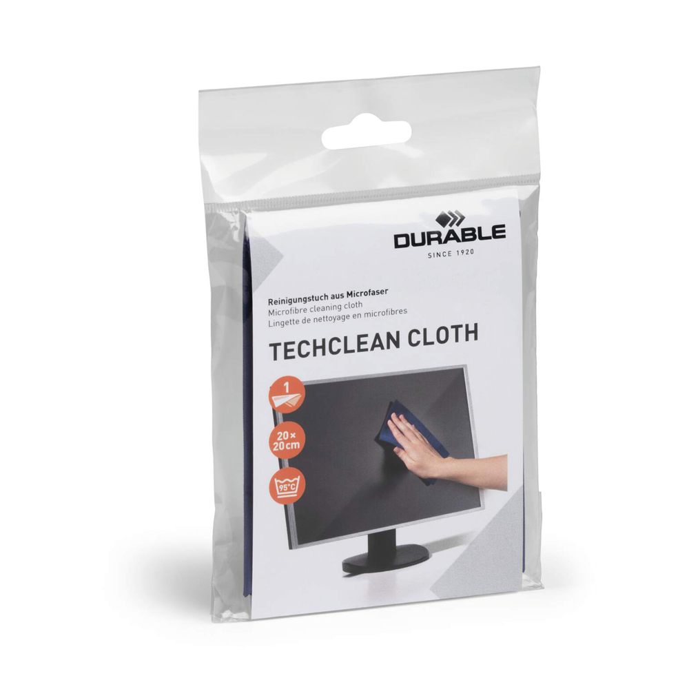 DURABLE TECHCLEAN CLOTH Mikrofasertuch 200x200mm blau Ordnen,Archivieren,Verstauen