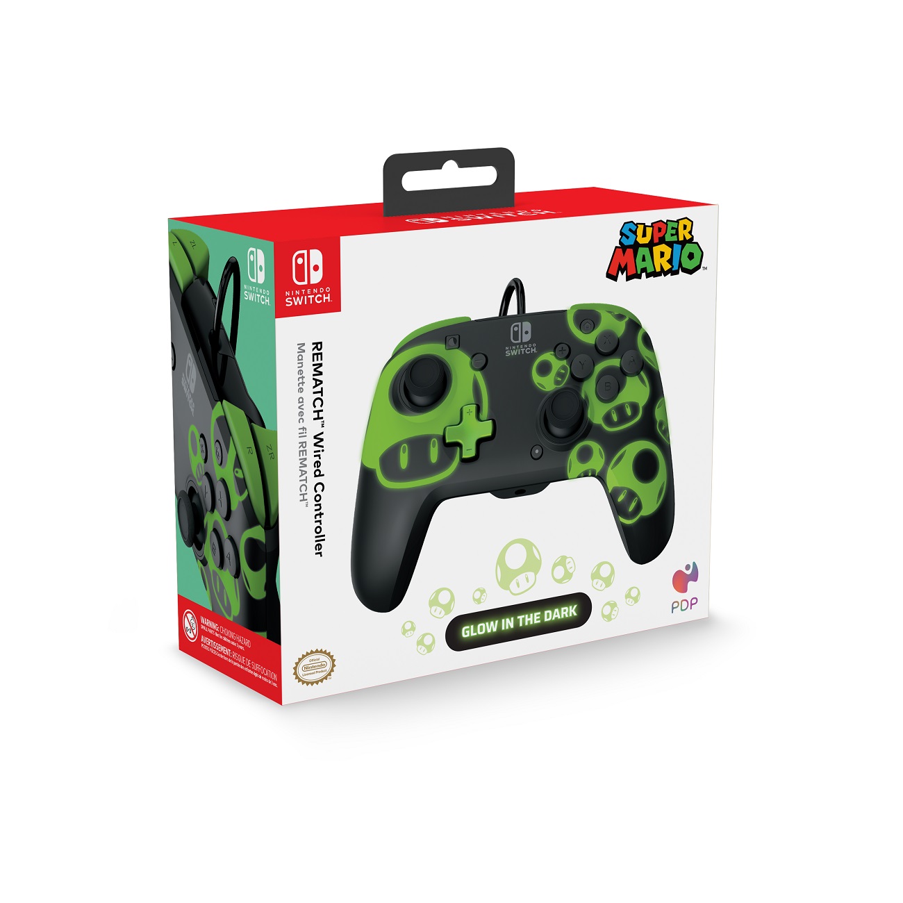 PDP Controller Rematch Wired 1Up Glow in the Dark Switch Nintendo Switch Zubehör
