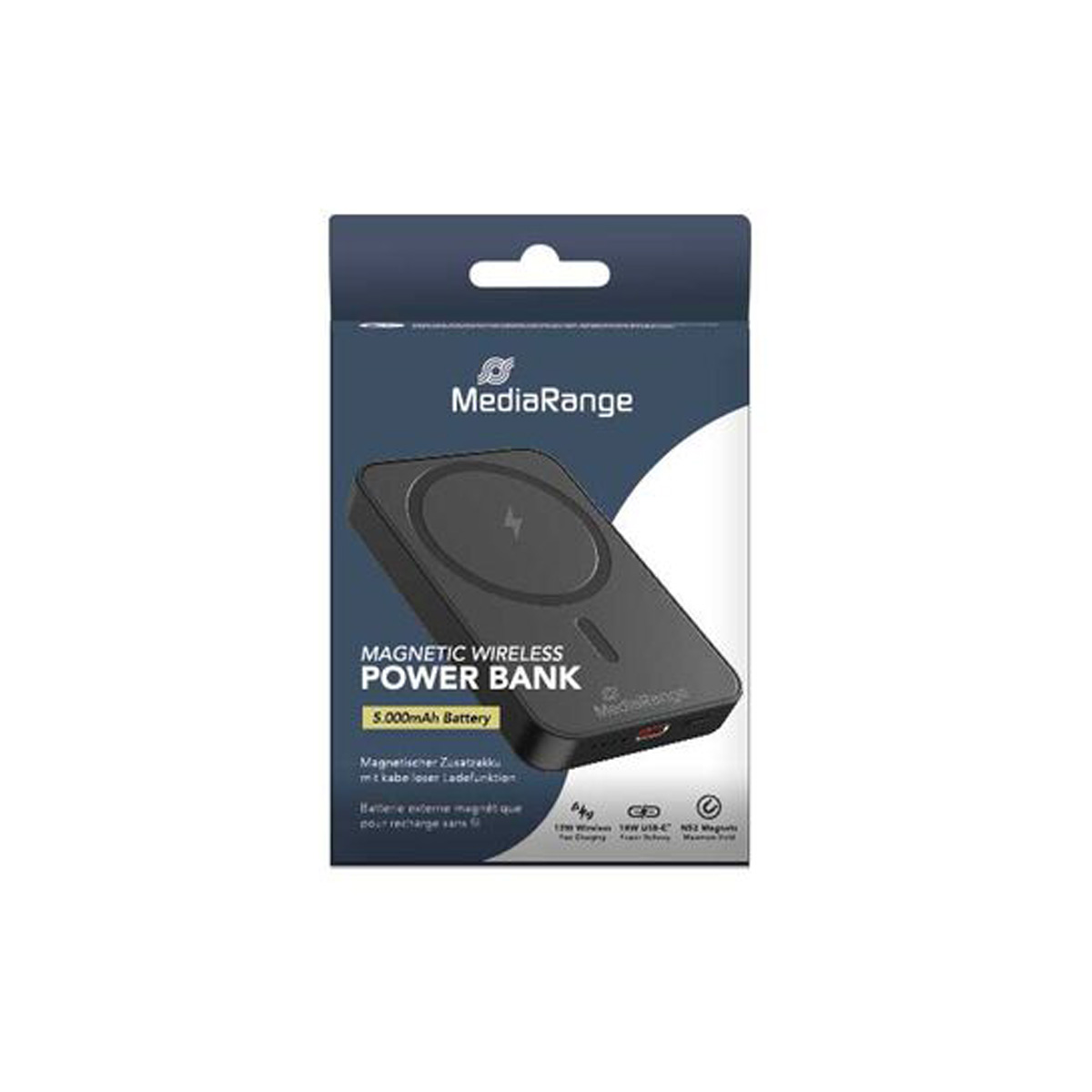 MediaRange Powerbank 5000mAh MagSafe USB-C PD schwarz