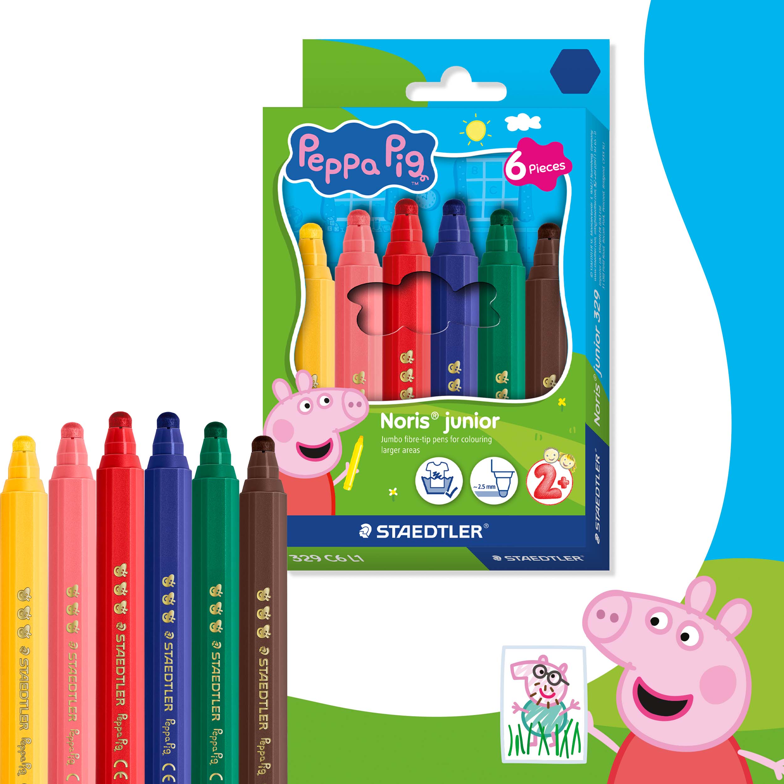 STAEDTLER Fasermaler NJ Peppa 6ST Faserschreiber