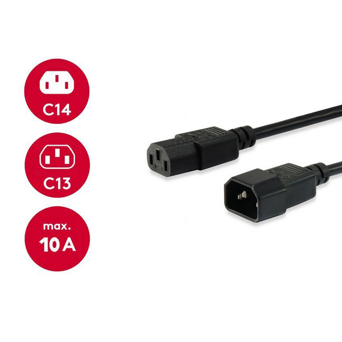 Equip Stromkabel C13 ->C14 Bu/St schwarz 1.50m