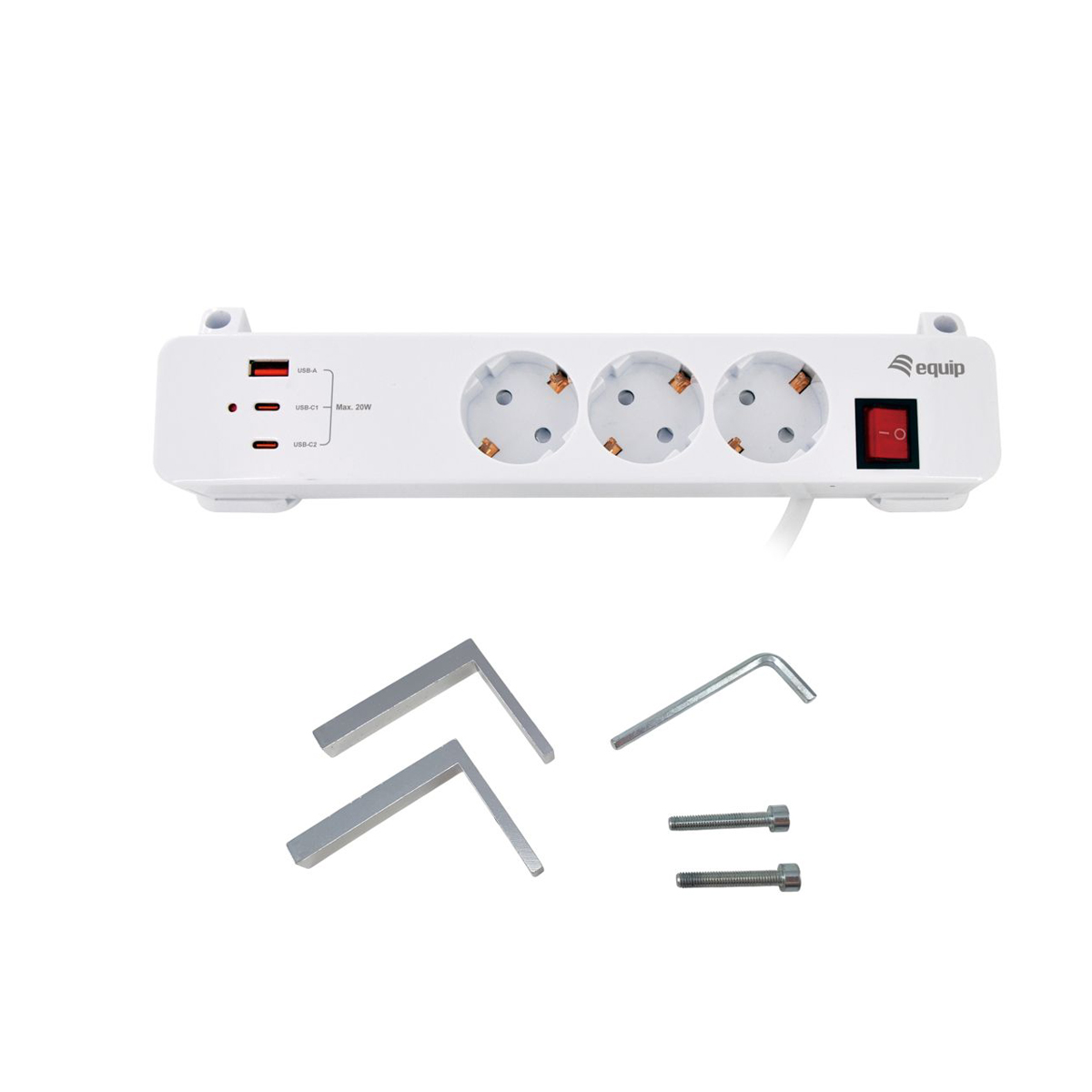 Equip Steckdosenleiste 3xSchuko/2xUSBC/USBA+Switch CL   Pla.