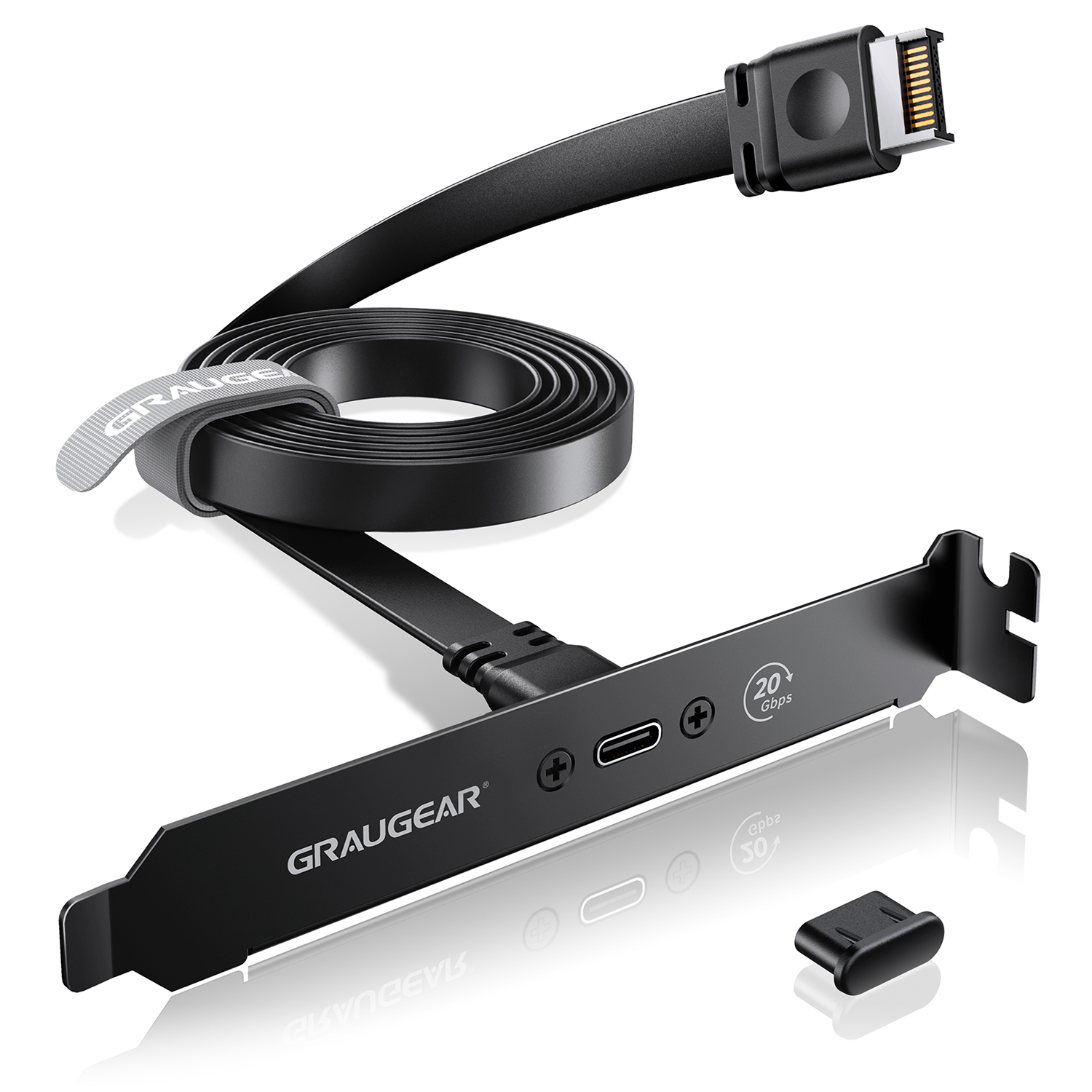GRAUGEAR Erweiterungskabel USB-C m. PCI Slotblech PC-Gehäuse PCI Karten