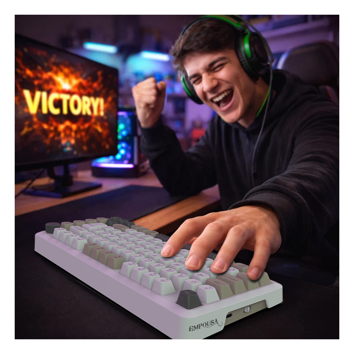 INCA Gaming Tastatur RGB/GraySwitch/USB-C/BT 2.00m weiß