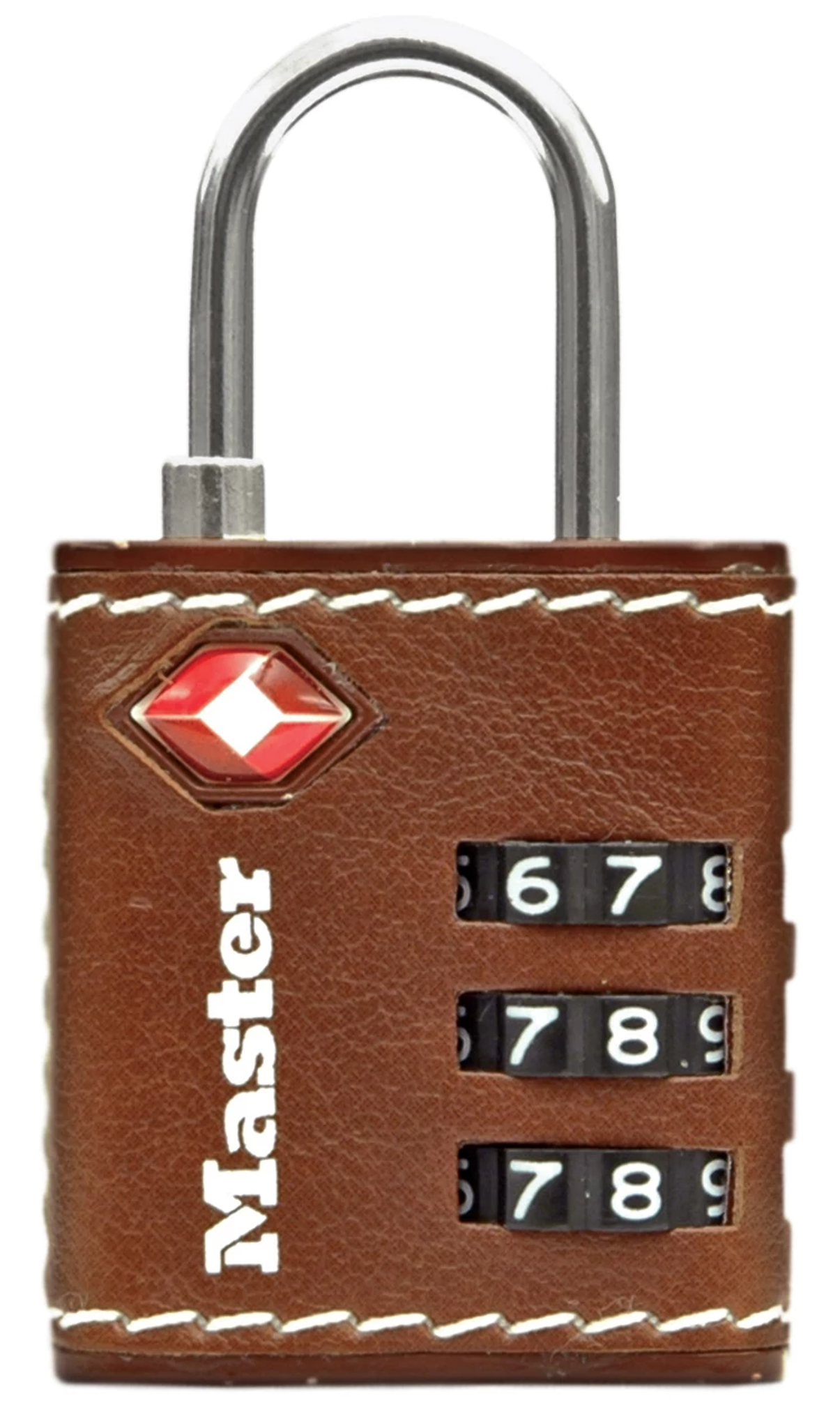MASTER LOCK TSA Zahlenschloss, Braunes Leder, 5,5x3x2,6cm