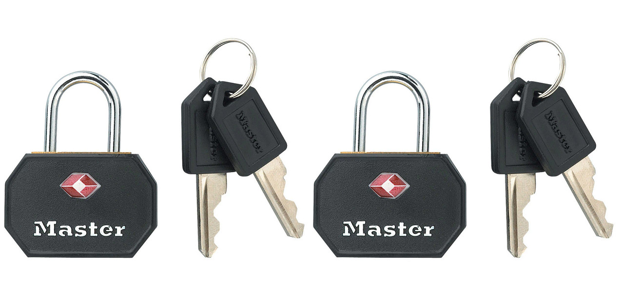 MASTER LOCK TSA Vorhängeschlösser  Schwarz, 4x3x2,2cm,2Stk