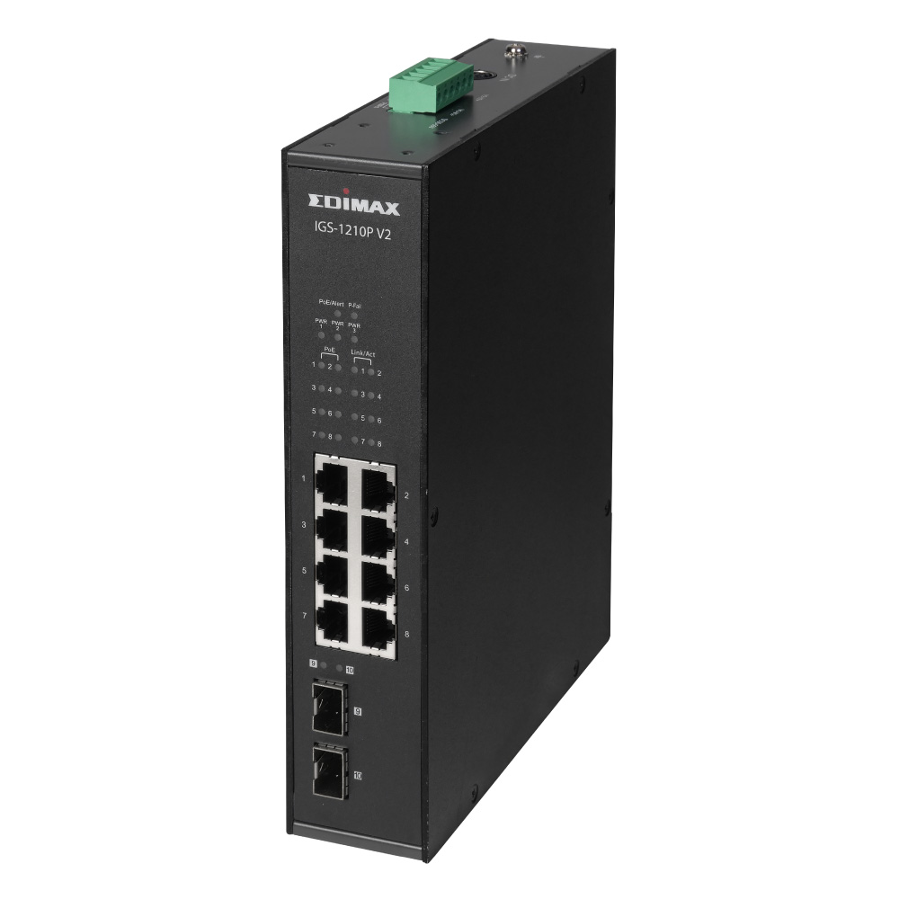 EDIMAX Industrial 10-Port Gigabit PoE+ DIN Rail Switch IP30